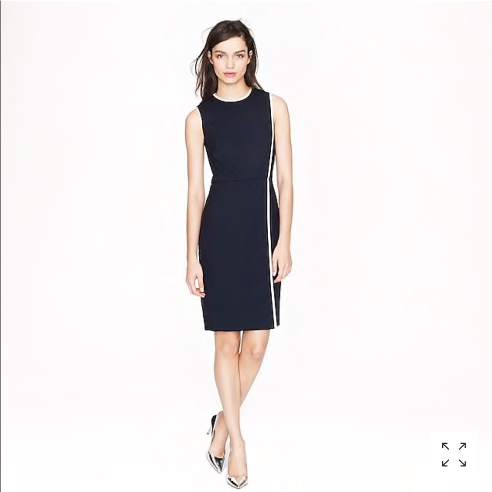 JCrew Piped wool dress in Super 120s- Navy Size 12